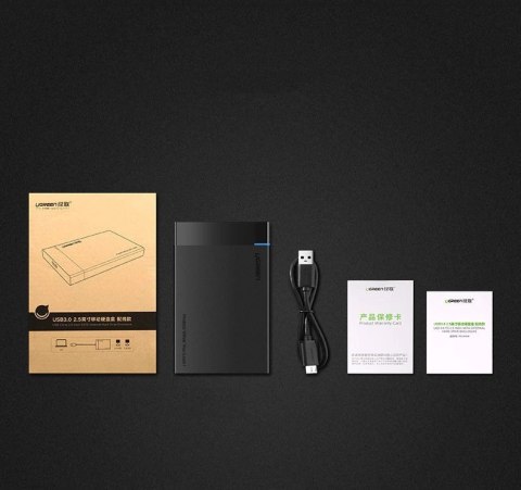 Ugreen kieszeń na dysk HDD SSD obudowa dysku SATA 2,5'' USB 3.2 Gen 1 (5 Gbps) micro USB SuperSpeed + kabel 0,5 m czarny (US221 Ugreen kieszeń na dysk HDD SSD obudowa dysku SATA 2,5'' USB 3.2 Gen 1 (5 Gbps) micro USB SuperSpeed + kabel 0,5 m czarny (US221