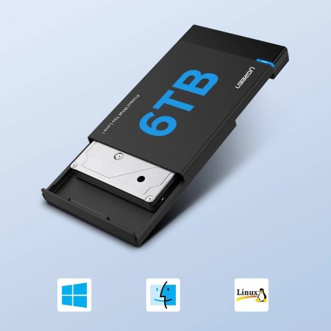 Ugreen kieszeń na dysk HDD SSD obudowa dysku SATA 2,5'' USB 3.2 Gen 1 (5 Gbps) micro USB SuperSpeed + kabel 0,5 m czarny (US221 Ugreen kieszeń na dysk HDD SSD obudowa dysku SATA 2,5'' USB 3.2 Gen 1 (5 Gbps) micro USB SuperSpeed + kabel 0,5 m czarny (US221