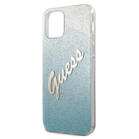 Etui Guess Glitter Gradient Script na iPhone 12 mini - niebieskie Etui Guess Glitter Gradient Script na iPhone 12 mini - niebieskie