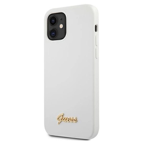 Etui Guess Metal Logo Script na iPhone 12 mini - białe Etui Guess Metal Logo Script na iPhone 12 mini - białe