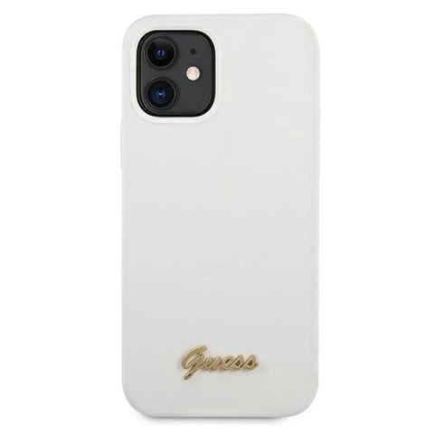 Etui Guess Metal Logo Script na iPhone 12 mini - białe Etui Guess Metal Logo Script na iPhone 12 mini - białe