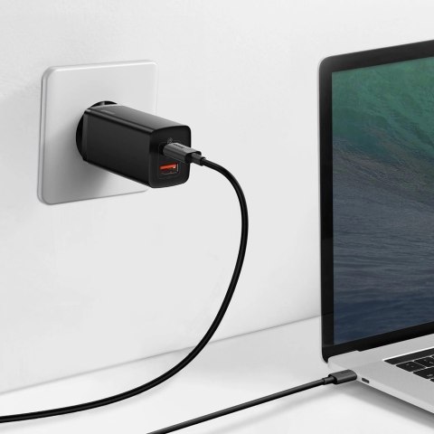 Baseus GaN2 Lite szybka ładowarka sieciowa 65W USB / USB Typ C Quick Charge 3.0 Power Delivery (azotek galu) czarny (CCGAN2L-B01 Baseus GaN2 Lite szybka ładowarka sieciowa 65W USB / USB Typ C Quick Charge 3.0 Power Delivery (azotek galu) czarny (CCGAN2L-B01