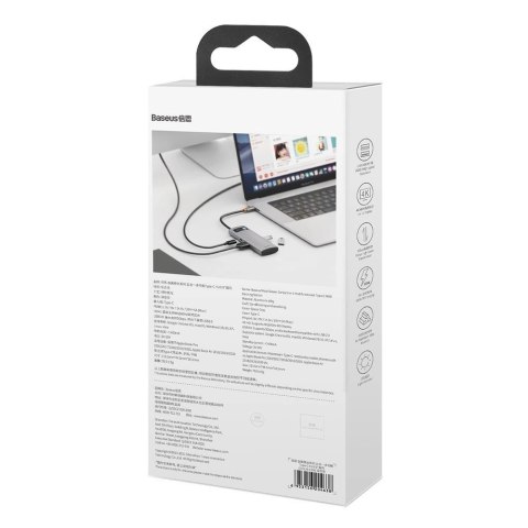 Baseus Metal Gleam 5w1 wielofunkcyjny HUB USB Typ C - USB Typ C Power Delivery 100 W / HDMI 4K 30 Hz / 3x USB 3.2 Gen 1 Szary (C Baseus Metal Gleam 5w1 wielofunkcyjny HUB USB Typ C - USB Typ C Power Delivery 100 W / HDMI 4K 30 Hz / 3x USB 3.2 Gen 1 Szary (C
