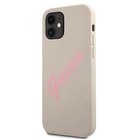 Etui Guess Silicone Vintage na iPhone 12 mini - szaro-różowe Etui Guess Silicone Vintage na iPhone 12 mini - szaro-różowe