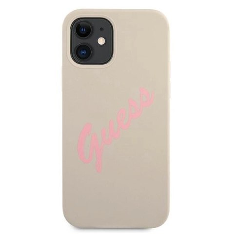 Etui Guess Silicone Vintage na iPhone 12 mini - szaro-różowe Etui Guess Silicone Vintage na iPhone 12 mini - szaro-różowe