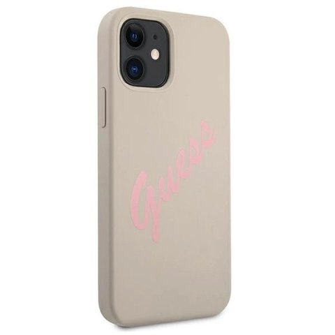 Etui Guess Silicone Vintage na iPhone 12 mini - szaro-różowe Etui Guess Silicone Vintage na iPhone 12 mini - szaro-różowe