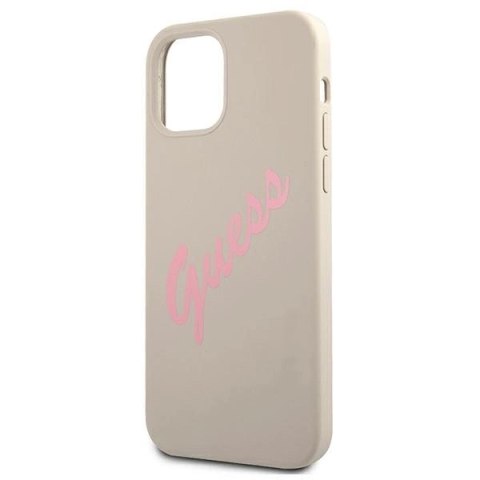 Etui Guess Silicone Vintage na iPhone 12 mini - szaro-różowe Etui Guess Silicone Vintage na iPhone 12 mini - szaro-różowe
