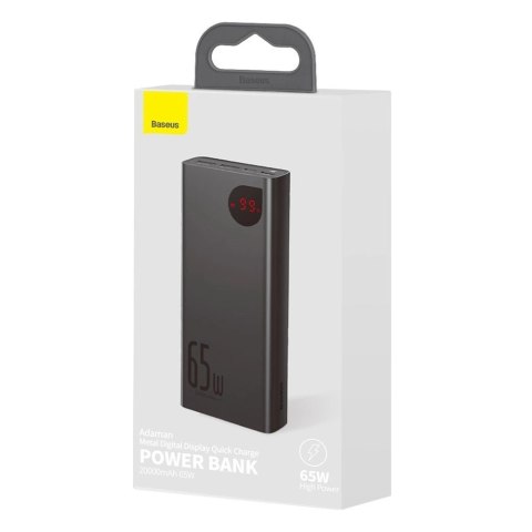 Baseus Adaman powerbank 2x USB / 1x USB Typ C / 1x micro USB 20000mAh 65W Quick Charge 3.0 Power Delivery czarny (PPIMDA-D01) Baseus Adaman powerbank 2x USB / 1x USB Typ C / 1x micro USB 20000mAh 65W Quick Charge 3.0 Power Delivery czarny (PPIMDA-D01)