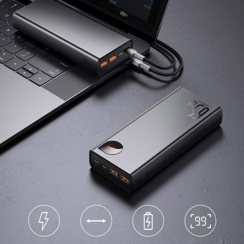 Baseus Adaman powerbank 2x USB / 1x USB Typ C / 1x micro USB 20000mAh 65W Quick Charge 3.0 Power Delivery czarny (PPIMDA-D01) Baseus Adaman powerbank 2x USB / 1x USB Typ C / 1x micro USB 20000mAh 65W Quick Charge 3.0 Power Delivery czarny (PPIMDA-D01)