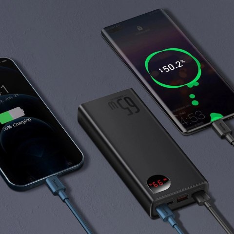 Baseus Adaman powerbank 2x USB / 1x USB Typ C / 1x micro USB 20000mAh 65W Quick Charge 3.0 Power Delivery czarny (PPIMDA-D01) Baseus Adaman powerbank 2x USB / 1x USB Typ C / 1x micro USB 20000mAh 65W Quick Charge 3.0 Power Delivery czarny (PPIMDA-D01)