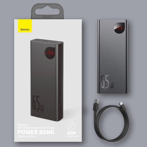 Baseus Adaman powerbank 2x USB / 1x USB Typ C / 1x micro USB 20000mAh 65W Quick Charge 3.0 Power Delivery czarny (PPIMDA-D01) Baseus Adaman powerbank 2x USB / 1x USB Typ C / 1x micro USB 20000mAh 65W Quick Charge 3.0 Power Delivery czarny (PPIMDA-D01)