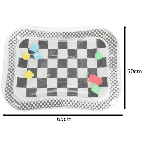 Mata wodna sensoryczna dmuchana dla niemowląt czarno-biała szachownica XXL 65x50 cm Mata wodna sensoryczna dmuchana dla niemowląt czarno-biała szachownica XXL 65x50 cm