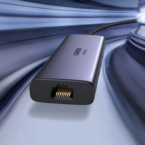 HUB 7w1 Ugreen CM512 USB-C / 2x USB-A 3.2 / HDMI 4K / czytnik SD TF / USB-C PD 100W / RJ45 - szary HUB 7w1 Ugreen CM512 USB-C / 2x USB-A 3.2 / HDMI 4K / czytnik SD TF / USB-C PD 100W / RJ45 - szary