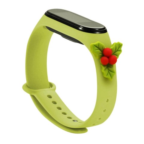 Opaska Strap Xmas do Xiaomi Mi Band 3 / 4 świąteczny silikonowy pasek bransoletka z ostrokrzewem - zielona