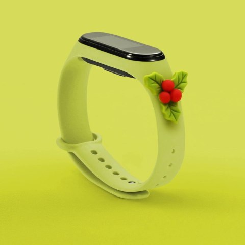 Opaska Strap Xmas do Xiaomi Mi Band 3 / 4 świąteczny silikonowy pasek bransoletka z ostrokrzewem - zielona