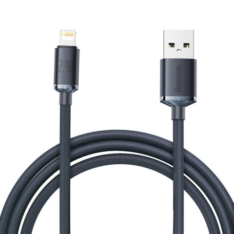 Baseus Crystal Shine Series kabel przewód USB do szybkiego ładowania i transferu danych USB Typ A - Lightning 2,4A 2m czarny (CA Baseus Crystal Shine Series kabel przewód USB do szybkiego ładowania i transferu danych USB Typ A - Lightning 2,4A 2m czarny (CA