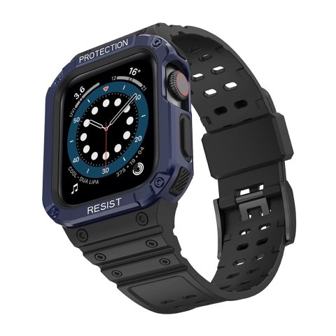 Pasek z etui ochronnym Protect Strap Band do Apple Watch 38 / 40 / 41 mm opaska obudowa pancerna - czarny, niebieski Pasek z etui ochronnym Protect Strap Band do Apple Watch 38 / 40 / 41 mm opaska obudowa pancerna - czarny, niebieski