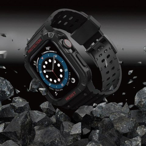 Pasek z etui ochronnym Protect Strap Band do Apple Watch 38 / 40 / 41 mm opaska obudowa pancerna - czarny Pasek z etui ochronnym Protect Strap Band do Apple Watch 38 / 40 / 41 mm opaska obudowa pancerna - czarny