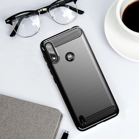 Carbon Case elastyczne etui pokrowiec Motorola Moto E7i Power czarny Carbon Case elastyczne etui pokrowiec Motorola Moto E7i Power czarny