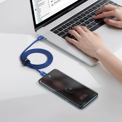 Kabel Baseus CAJY000603 USB-C - USB-C PD 100W 5A 480Mb/s 1,2m - niebieski Kabel Baseus CAJY000603 USB-C - USB-C PD 100W 5A 480Mb/s 1,2m - niebieski