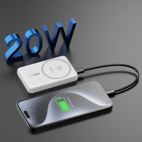 Powerbank bezprzewodowy Dudao K14S USB-A / USB-C / MagSafe 20W 5000mAh - biały Powerbank bezprzewodowy Dudao K14S USB-A / USB-C / MagSafe 20W 5000mAh - biały