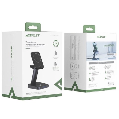 Acefast bezprzewodowa ładowarka Qi 15W do iPhone (z MagSafe), Apple Watch i Apple AirPods stojak podstawka uchwyt magnetyczny cz Acefast bezprzewodowa ładowarka Qi 15W do iPhone (z MagSafe), Apple Watch i Apple AirPods stojak podstawka uchwyt magnetyczny cz