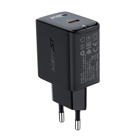 Acefast ładowarka sieciowa GaN USB Typ C 30W, PD, QC 3.0, AFC, FCP czarny (A21 black) Acefast ładowarka sieciowa GaN USB Typ C 30W, PD, QC 3.0, AFC, FCP czarny (A21 black)