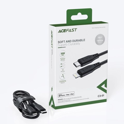Kabel Acefast C3-01 Lightning - USB-C PD 30W 3A 480Mb/s 1,2m - biały
