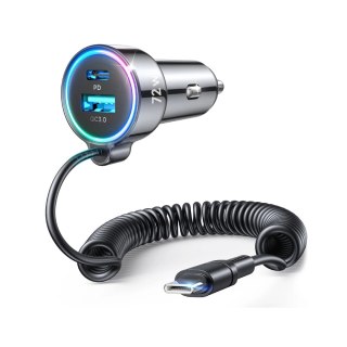 Ładowarka samochodowa 3w1 Joyroom JR-CL07 72W z kablem USB-C 1.6m - czarna
