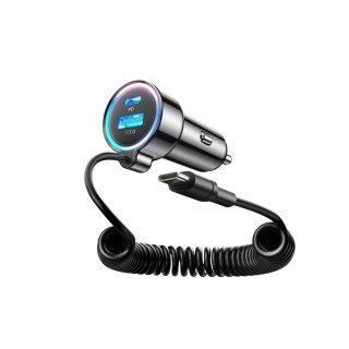 Ładowarka samochodowa 3w1 Joyroom JR-CL07 72W z kablem USB-C 1.6m - czarna