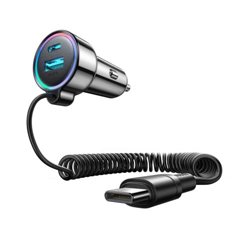 Ładowarka samochodowa 3w1 Joyroom JR-CL07 72W z kablem USB-C 1.6m - czarna