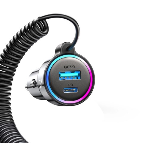 Ładowarka samochodowa 3w1 Joyroom JR-CL07 72W z kablem USB-C 1.6m - czarna