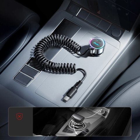 Ładowarka samochodowa 3w1 Joyroom JR-CL07 72W z kablem USB-C 1.6m - czarna