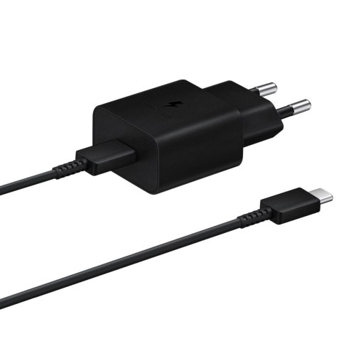 Ładowarka sieciowa Samsung EP-T1510XBEGEU 15W PD USB-C AFC z kablem USB-C - czarna Ładowarka sieciowa Samsung EP-T1510XBEGEU 15W PD USB-C AFC z kablem USB-C - czarna