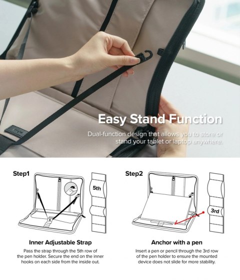 Pokrowiec Ringke Smart Zip Pouch na laptopa do 13'' z podstawką - beżowy Pokrowiec Ringke Smart Zip Pouch na laptopa do 13'' z podstawką - beżowy