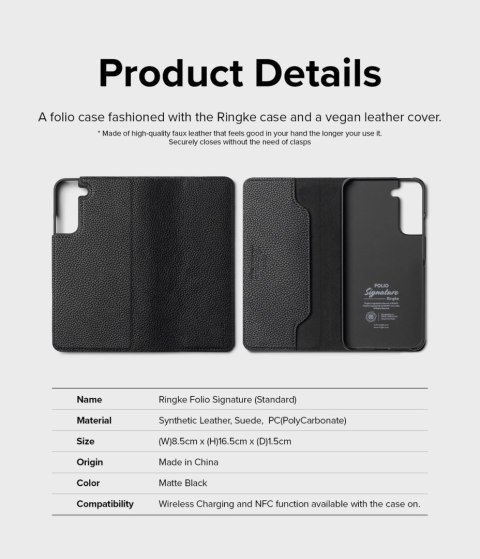 Ringke Folio Signature skórzane etui z klapką do Samsung Galaxy S22+ (S22 Plus) czarny (FSS118R262) Ringke Folio Signature skórzane etui z klapką do Samsung Galaxy S22+ (S22 Plus) czarny (FSS118R262)