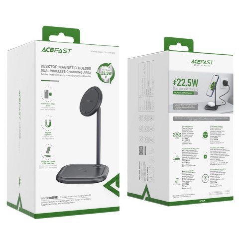 Acefast bezprzewodowa ładowarka Qi 15W do iPhone (z MagSafe) i Apple AirPods stojak podstawka uchwyt magnetyczny szary (E6 grey) Acefast bezprzewodowa ładowarka Qi 15W do iPhone (z MagSafe) i Apple AirPods stojak podstawka uchwyt magnetyczny szary (E6 grey)