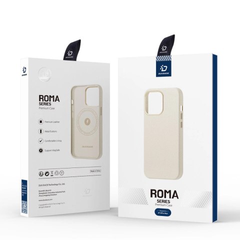 Dux Ducis Roma skórzane etui do iPhone 13 Pro Max elegancki pokrowiec z naturalnej skóry biały Dux Ducis Roma skórzane etui do iPhone 13 Pro Max elegancki pokrowiec z naturalnej skóry biały