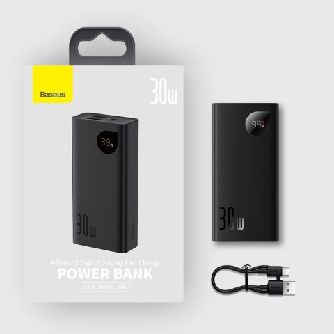 Baseus Adaman2 powerbank z wyświetlaczem cyfrowym 10000mAh 30W 2 x USB / 1x USB Typ C Overseas Edition PD QC SCP czarny (PPAD040 Baseus Adaman2 powerbank z wyświetlaczem cyfrowym 10000mAh 30W 2 x USB / 1x USB Typ C Overseas Edition PD QC SCP czarny (PPAD040