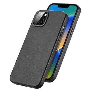Dux Ducis Grit skórzane etui do iPhone 14 Plus elegancki pokrowiec ze sztucznej skóry (kompatybilne z MagSafe) czarny