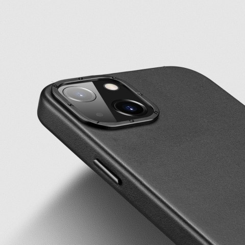 Dux Ducis Grit skórzane etui do iPhone 14 Plus elegancki pokrowiec ze sztucznej skóry (kompatybilne z MagSafe) czarny