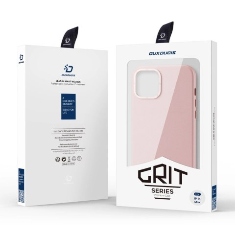 Dux Ducis Grit skórzane etui do iPhone 14 Plus elegancki pokrowiec ze sztucznej skóry (kompatybilne z MagSafe) różowy