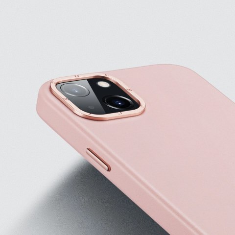 Dux Ducis Grit skórzane etui do iPhone 14 Plus elegancki pokrowiec ze sztucznej skóry (kompatybilne z MagSafe) różowy