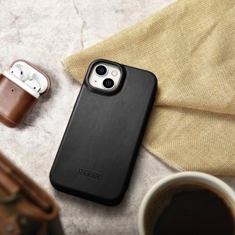 ICarer CE Oil Wax Premium Leather Folio Case skórzane etui iPhone 14 Plus z klapką magnetyczne MagSafe czarny (AKI14220707-BK) ICarer CE Oil Wax Premium Leather Folio Case skórzane etui iPhone 14 Plus z klapką magnetyczne MagSafe czarny (AKI14220707-BK)