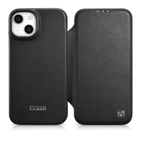ICarer CE Premium Leather Folio Case skórzane etui iPhone 14 Plus z klapką magnetyczne MagSafe czarny (WMI14220715-BK) ICarer CE Premium Leather Folio Case skórzane etui iPhone 14 Plus z klapką magnetyczne MagSafe czarny (WMI14220715-BK)
