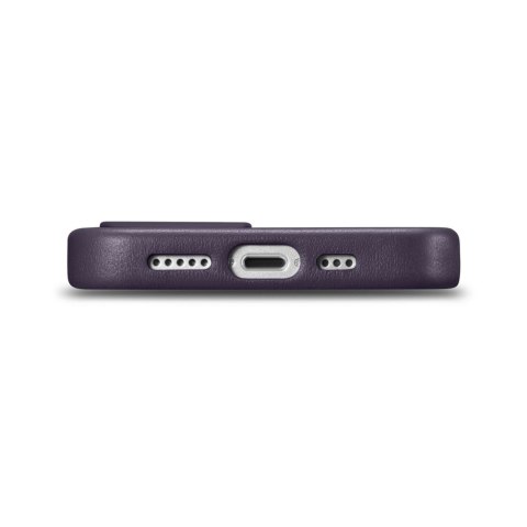 ICarer Case Leather pokrowiec etui z naturalnej skóry do iPhone 14 Plus ciemnofioletowy (kompatybilne z MagSafe)