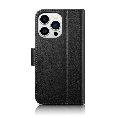 ICarer Wallet Case 2in1 etui iPhone 14 Pro skórzany pokrowiec z klapką Anti-RFID czarny (WMI14220726-BK) ICarer Wallet Case 2in1 etui iPhone 14 Pro skórzany pokrowiec z klapką Anti-RFID czarny (WMI14220726-BK)
