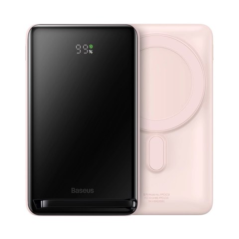 Powerbank Baseus Magnetic Bracket z MagSafe 10000mAh 20W - różowy + kabel USB-C 60W 0.5m