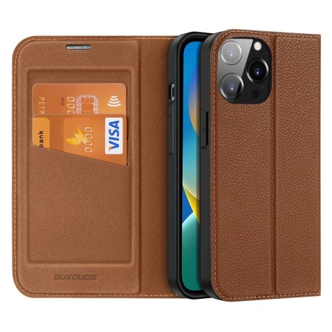 Dux Ducis Skin X2 etui do iPhone 14 Pro Max pokrowiec z magnetyczną klapką brązowy Dux Ducis Skin X2 etui do iPhone 14 Pro Max pokrowiec z magnetyczną klapką brązowy