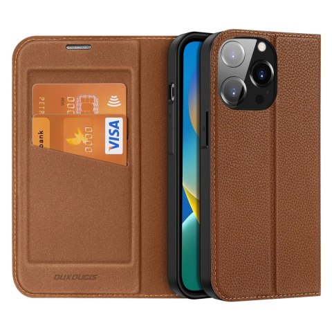 Dux Ducis Skin X2 etui do iPhone 14 Pro pokrowiec z magnetyczną klapką brązowy Dux Ducis Skin X2 etui do iPhone 14 Pro pokrowiec z magnetyczną klapką brązowy